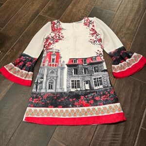 EUC Girls Peppermint A-Line Graphic Print Dress